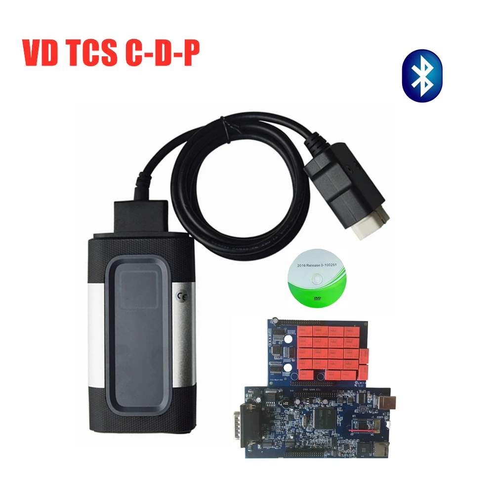 Лучшее качество! vd tcs c-d-p с синей платой vci с bluetooth 2016R0 keygen для автомобилей и грузовиков obd2 диагностический инструмент - Цвет: with bluetooth