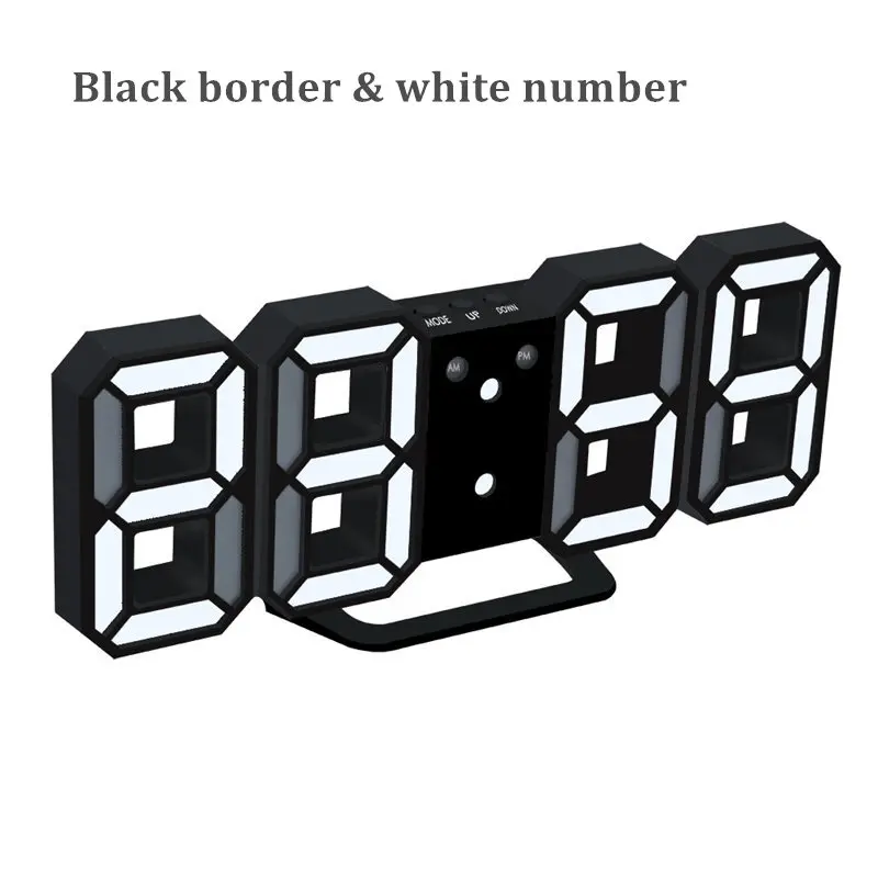 Светодиодный настенные часы, современный дизайн, 3D настенные часы, Настольный будильник, акриловый ночной Светильник для кухни, гостиной, домашнего декора - Цвет: Black border- white
