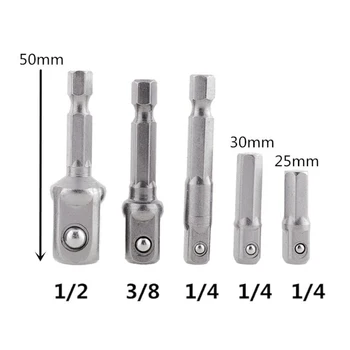 

5PCS Shock Resistant Socket Bit Adapter Hex Shank 1/4 3/8 1/2 Impact Driver Sturdy And Wear Resistant