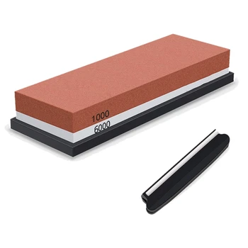 

Sharpening Stone Whetstone Grit 1000/6000 Double-Sided Knife Sharpener with Non-Slip Silicone Base Angle Guide