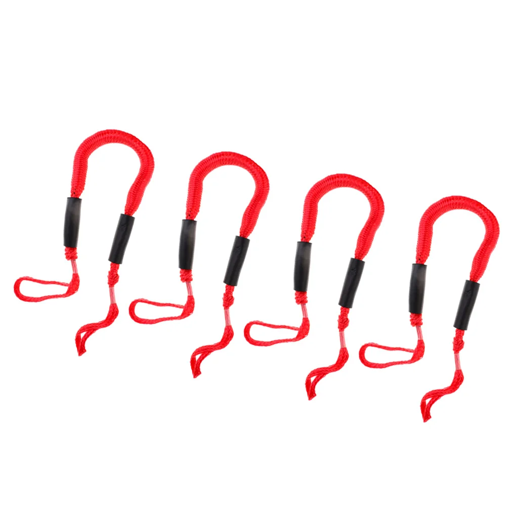 

4 Pack Soft Loops Tie-Down Straps - 3.5ft Polyester Webbing Bungee Cord for Marine Boat Dock (Red)