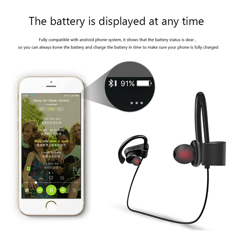 Fones de Ouvido Bluetooth Ipx7 à Prova Dwireless Água sem Fio Esportes Baixo Fones com Microfone para Iphone Xiaomi Huawei Noise Canceling Headphone Bleutooth Headphones Phones Bluetooth u8 4.1 - Image 3