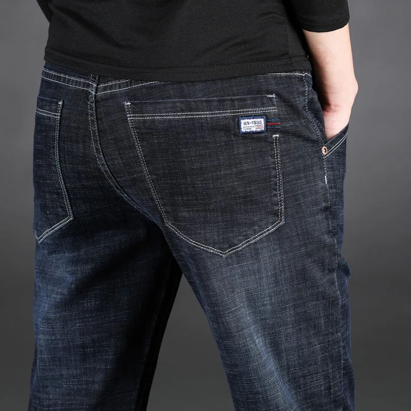 

Men Midweigth Stretch Spandex Denim Slim Fit Jeans Pants For Business Men's Jean Blue and Black colors