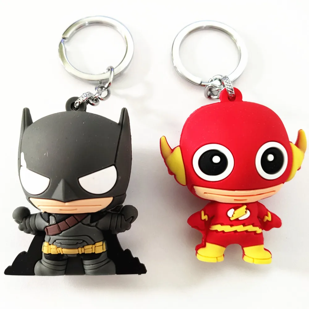 DC Бэтмен вспышки силиконовый брелок 3D Рисунок подвеска для мобильного цепочка