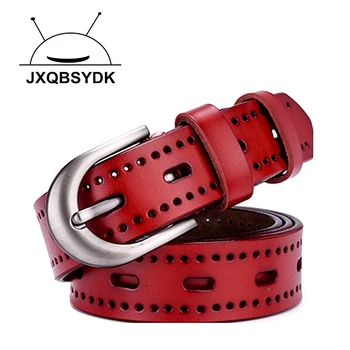 

JXQBSYDK Belts for Women Fashion Pin Buckle Porous Hole Female Belts Leather Belts for Women Cintura Donna Cinturon Mujer