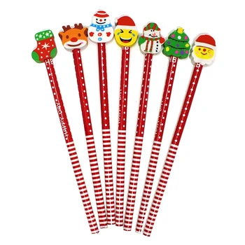 

50 Pcs Christmas Pencils and Erasers Set Christmas Pencils Assorted Erasers Designs Holiday Pencils Bulk Christmas School Suppli