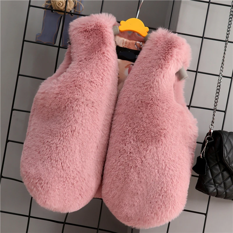 pink Коллекция года, осенне-зимний теплый детский жилет для маленьких мальчиков, жилет детская одежда куртки для малышей, пальто жилет для девочек на рост от 80 до 150 см, искусственный мех - Цвет: pink