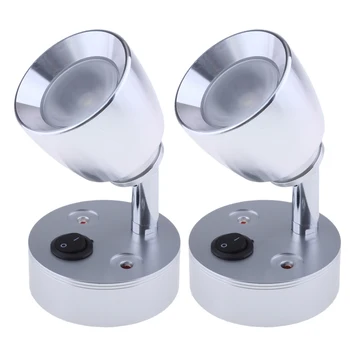 

2Pcs Adjustable LED Reading Light Interior Desk Lamp Spotlight for Boat/Yacht/RV