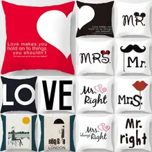 Pillow case 45 * 45 MRSMR/LOVE couple pattern printed polyester pillowcase Square decorative pillowcase creative parrot pattern square shape pillowcase without pillow inner