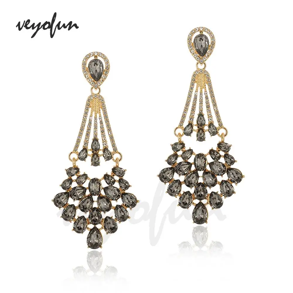 Veyofun Vintage Hollow Cystal Rhinestone Drop Earrings Classic Party Dangle Earrings Fashion Jewelry for Women Gift