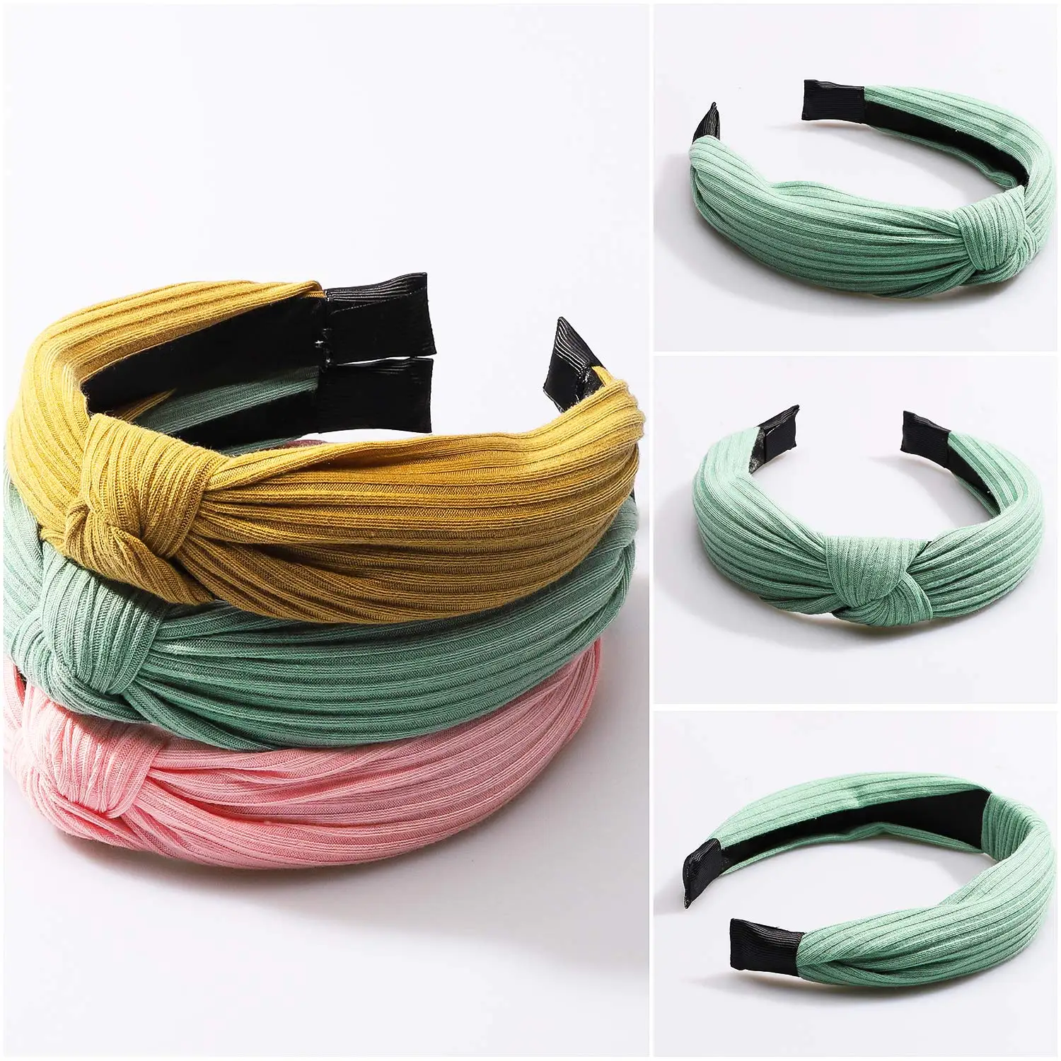 10 шт. повязки с узлом шелковый шарф Scrunchie 2 в 1 винтажные бант резинки для волос для женщин головная повязка в виде чалмы шарф