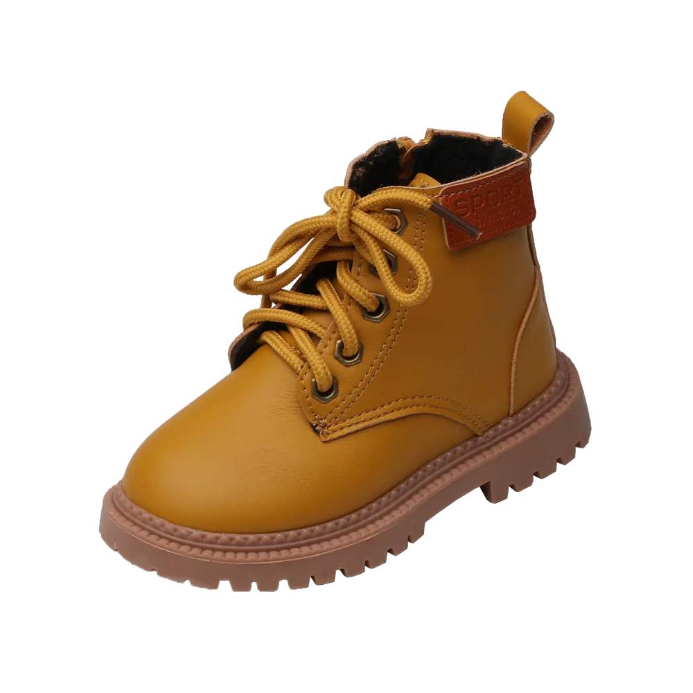 SZ144Yellow Утепленные детские Студенческие Зимние ботиночки; новые дизайнерские хлопковые ботинки для мальчиков; Модные Ботинки martin; нескользящие; SZ144 - Цвет: SZ144Yellow
