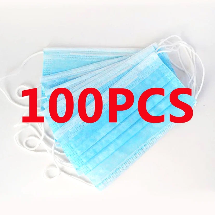 

IN STOCK 100 pcs 3 layer Face Mask Men Women Disposable masks block dust air pollution anti flu mask Mouth Soft Breathable DHL