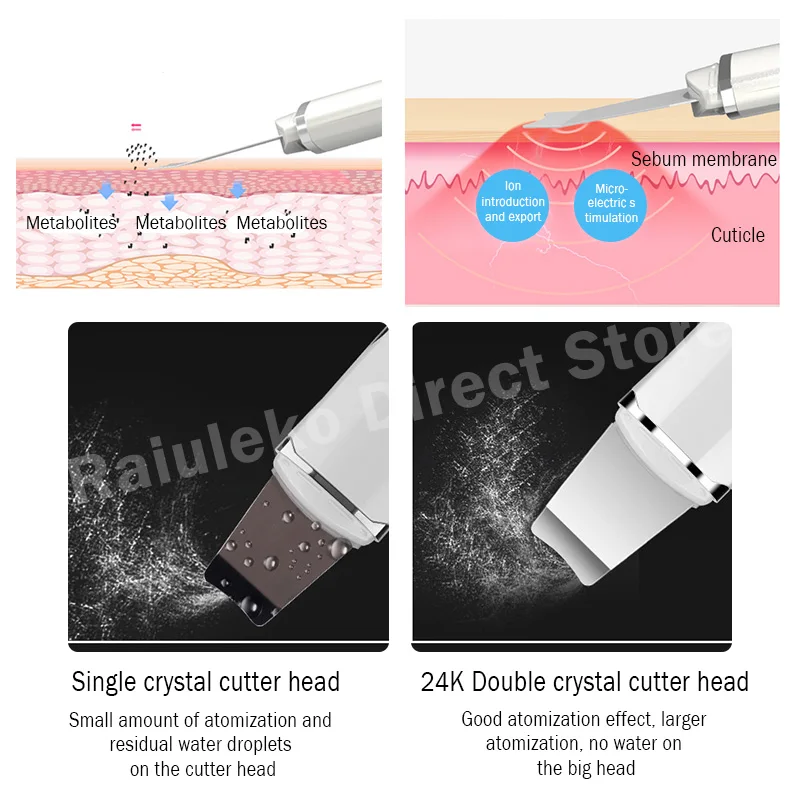  Upgrade Ultrasonic Exfoliation Negative Ion Skin Scrubber Cleaner Face Lifting Peeling Extractor De