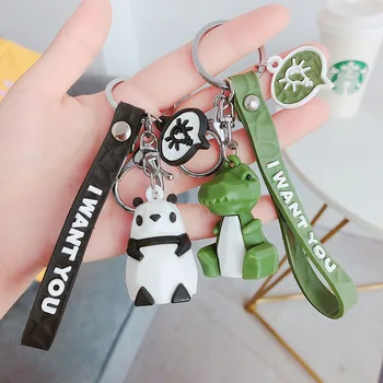 

Creative PVC Silicone Geometric Faceted Car Bag Pendant Key Chain Cord Keychain Gift Giveaway Leather Cartoon Animal