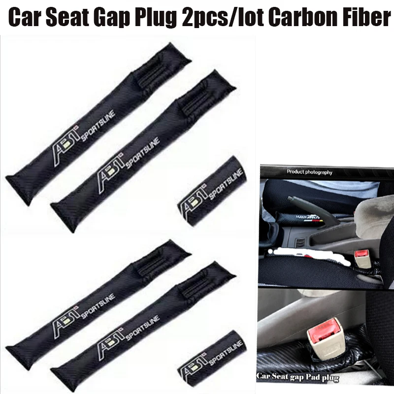 

For AUDI VW Volvo KIA Mazda and so on ABT LOGO Pad 2pcs/lot Carbon Seat Crevice Inserts Protective Padding Car Seat Gaps Plug