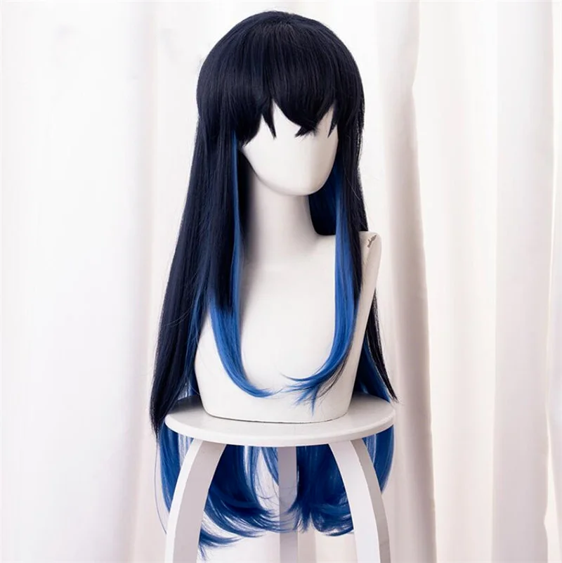 Demon Slayer Kimetsu No Yaiba Hashibira Inosuke Cosplay Wig Gradient Long Straight Hair 80cm Halloween Carnival Costume cosplay wig