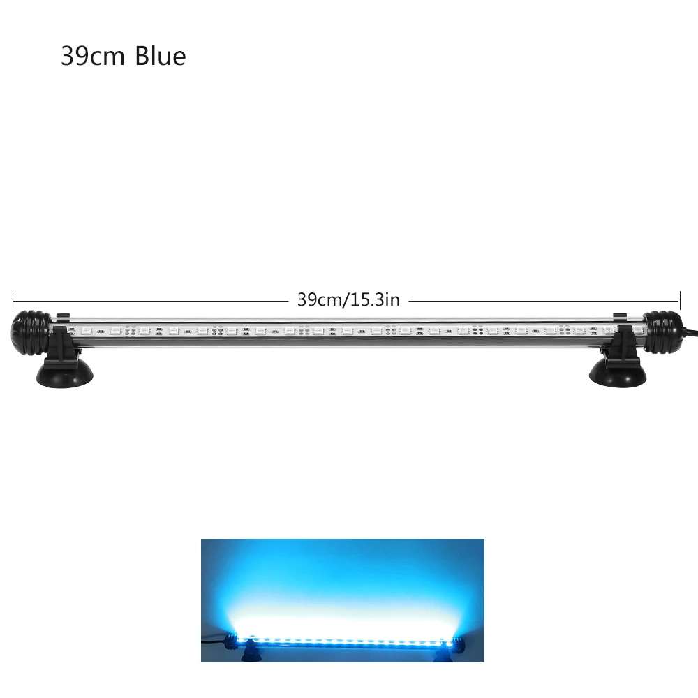Blue And White 39cm Светодиодный светильник для аквариума, дистанционный светодиодный светильник для аквариума, водонепроницаемый светильник для аквариума, погружной светильник для аквариума, 220 В, ЕС - Цвет: Blue And White 39cm