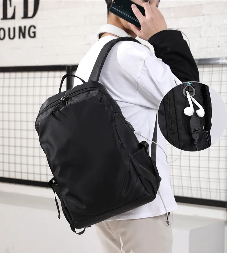 15.6 inch Laptop Backpack Men Waterproof Travel Business USB Backpacks Students School Back Pack Bag Black Grey Leisure Rucksack (2)