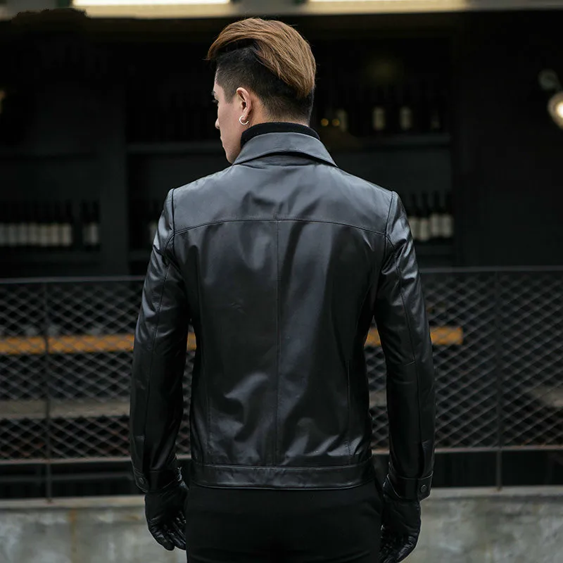 

Men's Leather Jacket Short Sheepskin Coat Genuine Leather Jacket Men Bomber Jackets Veste Cuir Homme CJX801A KJ2106