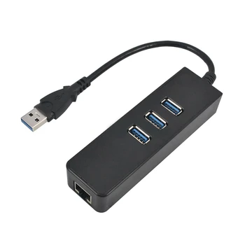 

High Speed 3 Ports Usb 3.0 Hub 10/100/1000 Mbps To Rj45 Gigabit Ethernet Lan Wired Network Adapter Converter For Mac