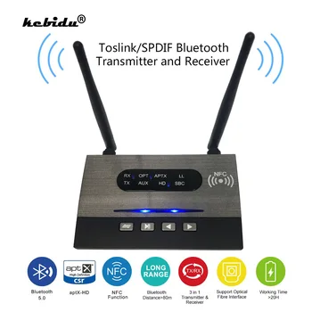 

NFC Low Latency Bluetooth 5.0 Transmitter Receiver CSR8675 Wireless Music Audio Adapter for TV PC AptX HD Optical RCA 3.5mm