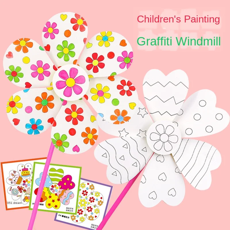 2020 NEW Crafts Kids DIY Painting Graffiti Blank Windmilln Learning Education Toys Montessori