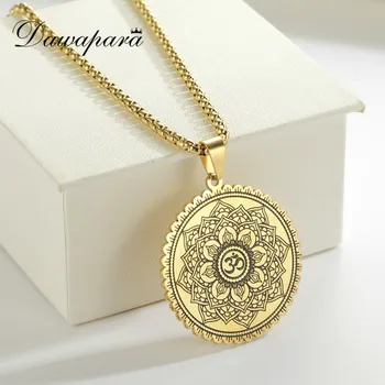 

Dawapara Vintage Buddhism Mandala Yoga Pendant OM Necklace Religious Geometry Meditation Amulet Stainless Steel Jewelry