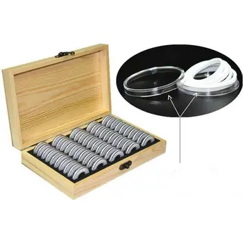 

50 Coin Storage Boxes Container Antioxidative Collection Case Home Simple Commemorative Container Wooden Display Box