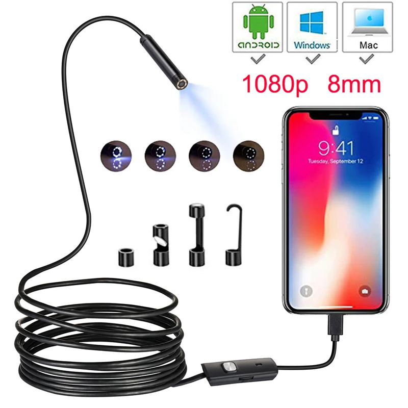 1080P Full HD Mini cámara Android endoscopio IP67 1920*1080 2m Micro USB de 5m cámara de Video de inspección boroscopio tubo