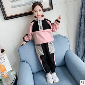 

Girls Hoody Cargo Pant Clothing Set 2020 New Spring/Autumn Kids Clothes Sets Children's Sets 3 Patchwork Colors Size4-14 ly509