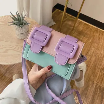 

Contrast Color mini Bag PU Leather Crossbody Bags For Women 2020 Summer Shoulder Handbags Female Travel Cross Body Bag