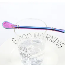 Портативный креативный фильтр-ложка из нержавеющей стали 304, ложка для молока, чая, ложка для размешивания кофе, цветная соломенная фильтрующая ложка, кухонные принадлежности