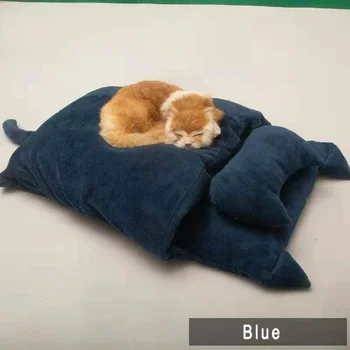 Cat Bed Winter Removable Warm Half Closed Pet Sleeping Bag Dog Bed House Cats Nest