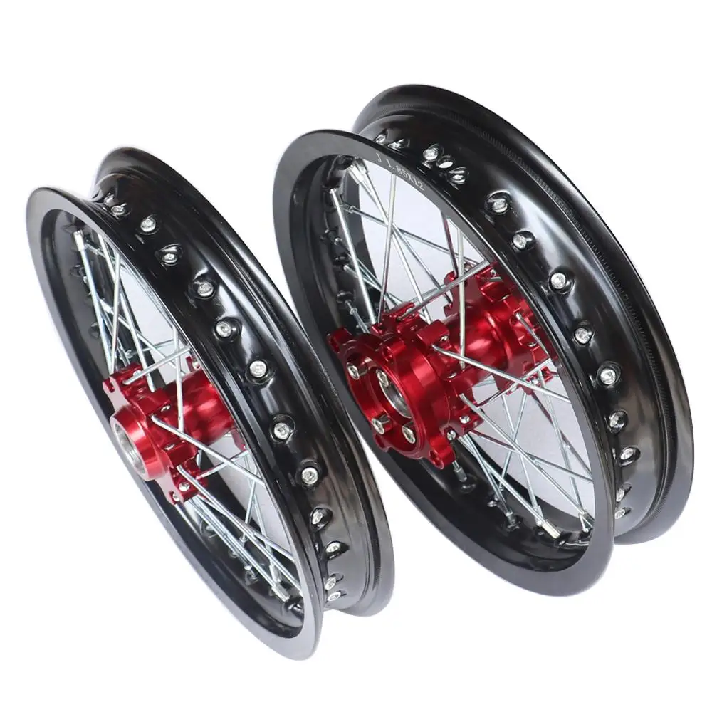 

12 inch 15mm Front 1.60x12 Rear 1.85x12 inch aluminium Wheel Rim with CNC Hub For KAYO HR-160cc TY150CC Dirt Pit bike