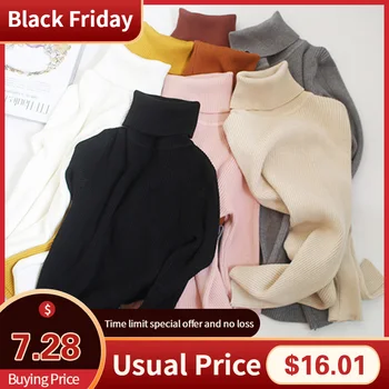 

Sweater 2019Top Autumn Winter Sweater Women Long Sleeve Pullover Turtleneck knitting Basic Tops New Fashion Winter Pull Femme