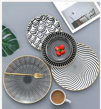 

Geometric Creative Western Food Plate Steak Plate Ceramic Dinner Plate Nordic Dishes Set Tableware Home Breakfast Tray