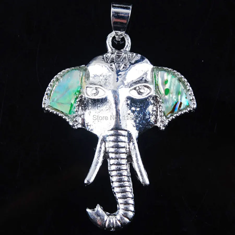 

Free shipping New Zelanian Abalone Shell Pearl Gem Bead Elephant Pendant Jewelry PN788