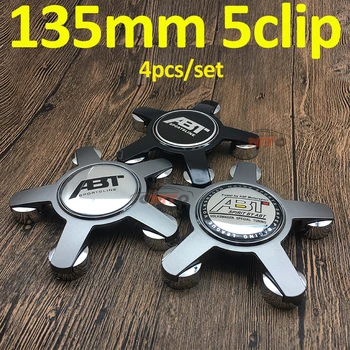 

4pcs Car Styling ABT logo 135mm 5clip Gray/black Wheel Rim Center Badge Covers Wheel Hub Cap ABS/PVC for Passat B6 B7 Tiguan CC