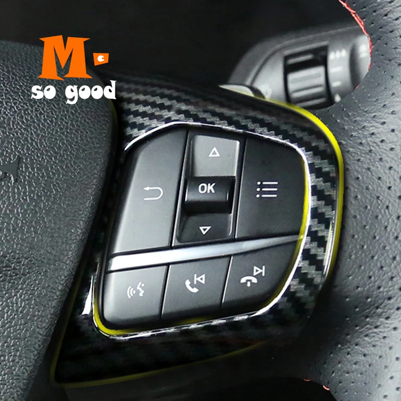 Для Ford Fiesta аксессуары ABS углеродное волокно ST Логотип рулевое колесо отделка кнопка управления рамка Крышка Стайлинг