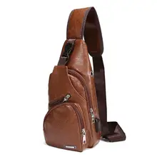 Мужская нагрудная сумка из искусственной кожи, сумка через плечо, нагрудная сумка, USB рюкзак, с отверстием для наушников, функциональный органайзер для путешествий, Мужская поясная сумка