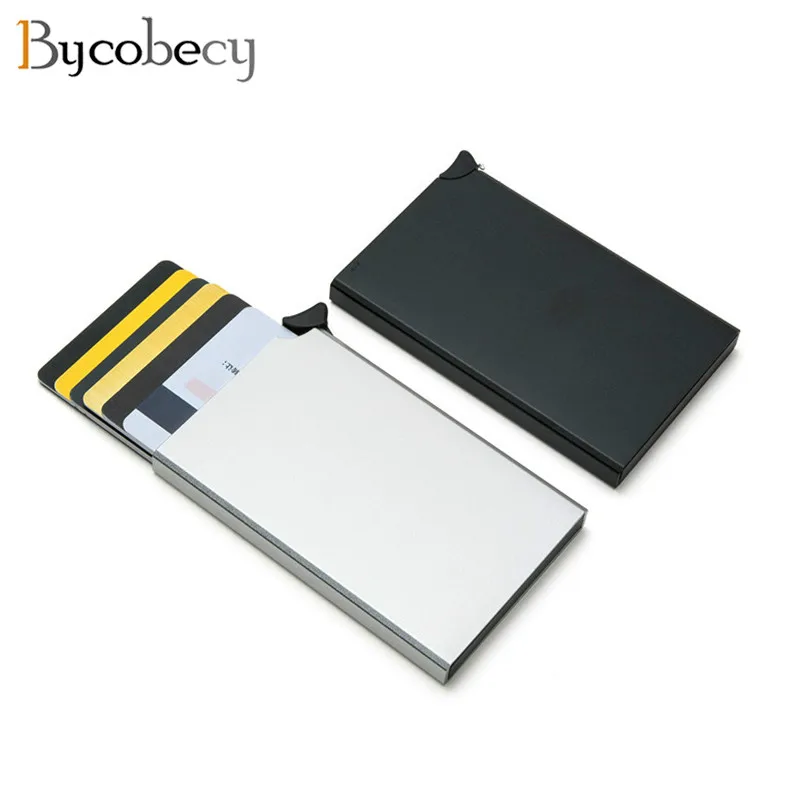 Bycobecy-tarjetero de aluminio y Metal de alta calidad para hombre y mujer, porta tarjetas de crédito, Protector RFID Delgado, 2021