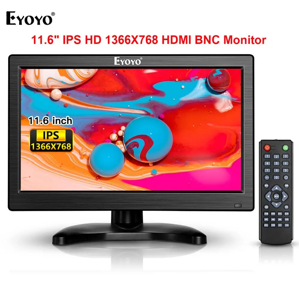 

Eyoyo 11.6" 1366X768 HDMI BNC Computer PC Monitor IPS LCD Screen with USB VGA AV Audio Moniteur Display for CCTV Security Camera