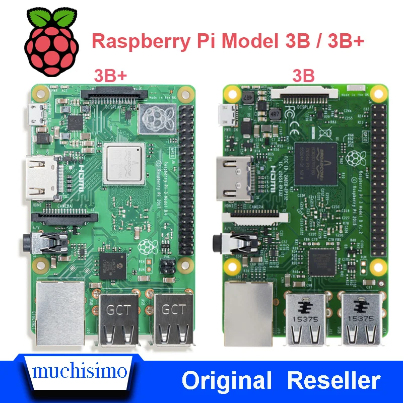 

Original Raspberry Pi 3 Model B + Raspberry Pi 3 B Plus Pi 3 Pi 3B WiFi & Bluetooth 1.4GHz with Heat Sink Power Adapter Camera