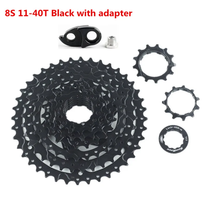 Black with adapter Sunracing CSM680 8 speed 11-40T черная/Серебристая велосипедная кассета fit Shimano SRAM переходник маховика для GS SGS Derailleur хорошего качества - Цвет: Black with adapter