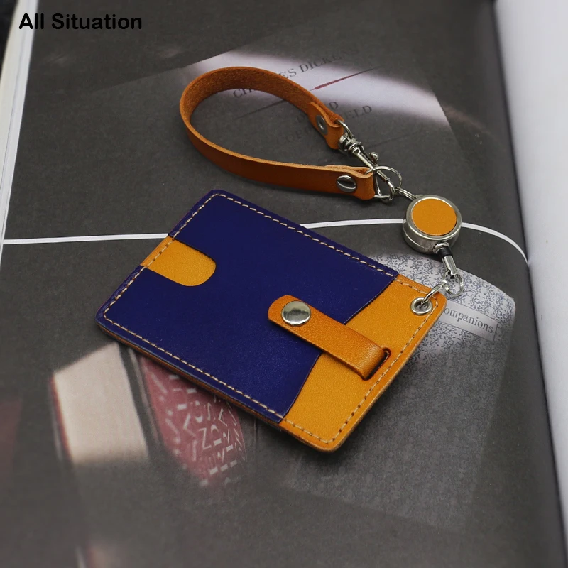 

Luxury Bus Card Set First Layer Cow Leather Top Quality Men Casual Simple Slim ID Card Purse Easy Pull Buckle Luggage Tag Women