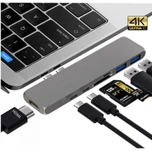 USB 3,1 type-C концентратор адаптер macbook pro usb c концентратор hdmi 7 в 1 4K Thunderbolt 3 USB C концентратор с TF считыватель SD карт слот PD для Pro Air