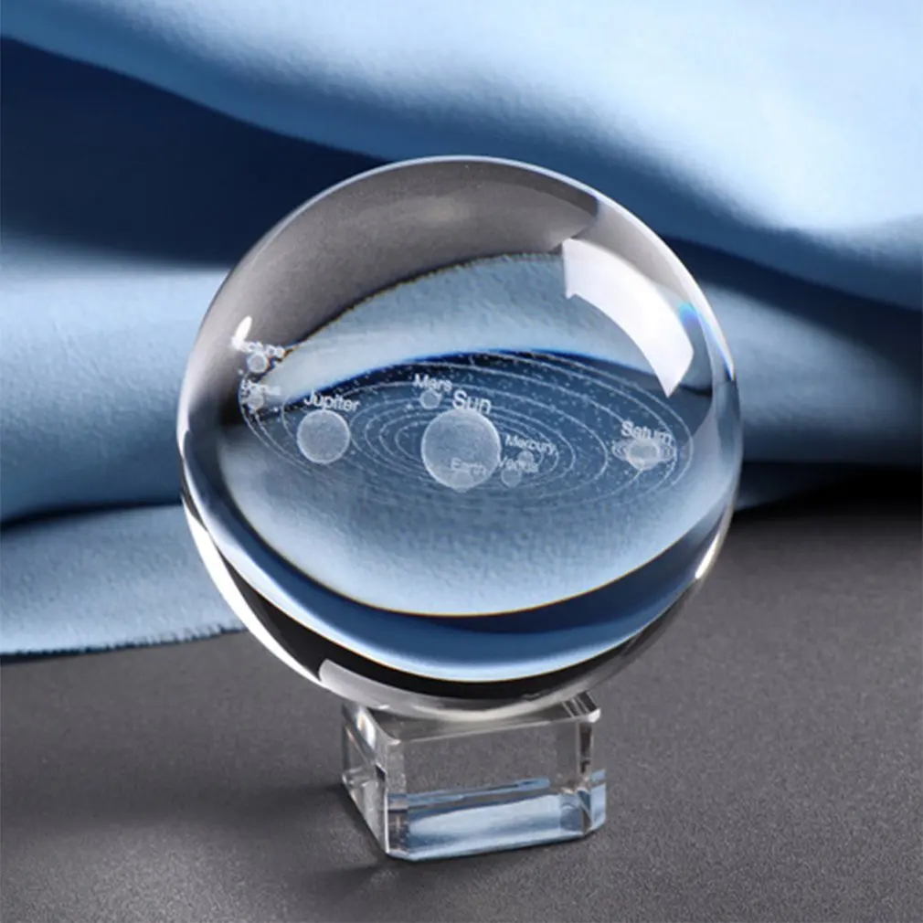 3D солнечная система хрустальный шар планеты стеклянный шар лазерная гравировка Глобус Миниатюрная модель домашний декор Астрономия подарок орнамент
