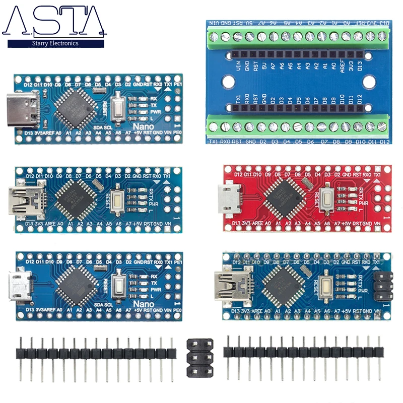 Совместимый контроллер Nano v3.0 для Arduino с загрузчиком USB-драйвером CH340 16 МГц ATMEGA328P/168P