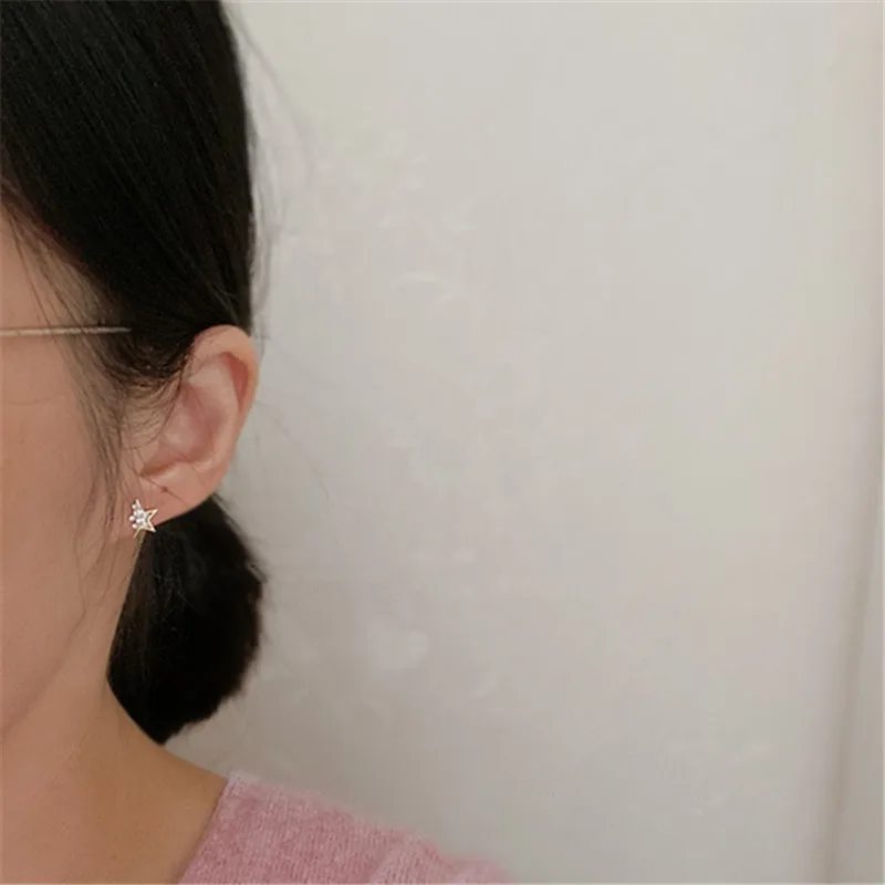 925 Sterling Silver French Creative Broken Star Stud Earrings Women Pavé Crystal Fashion Trend Party Jewelry Accessories - Image 2